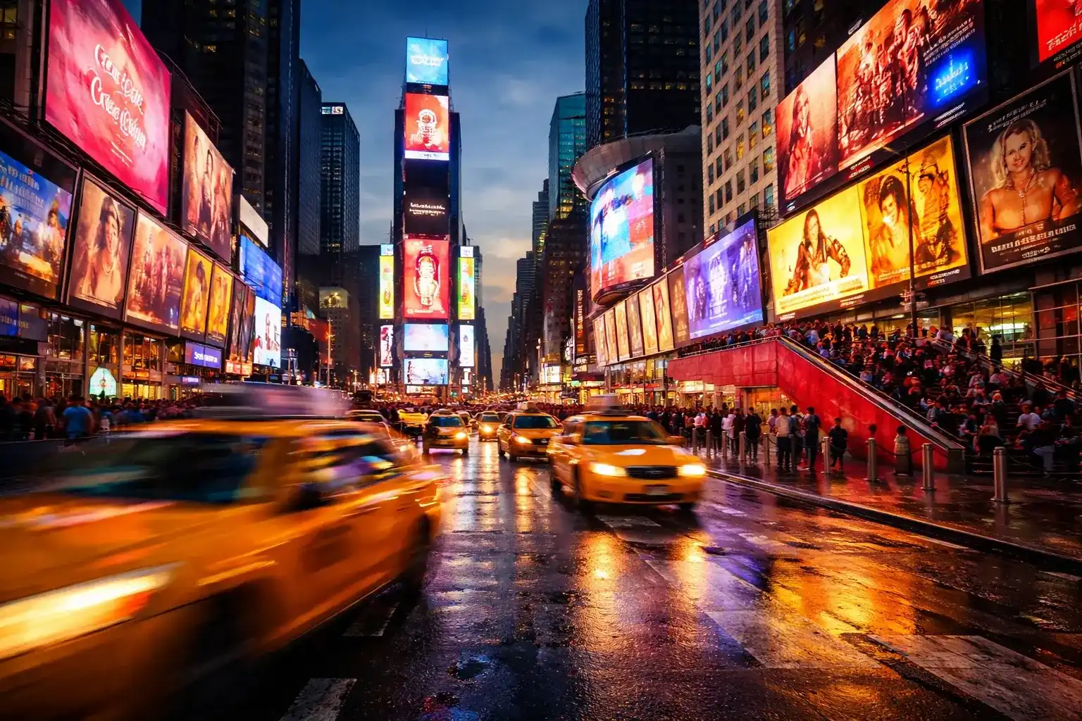 Génération ChatGPT Image de Times Square à New York au crépuscule