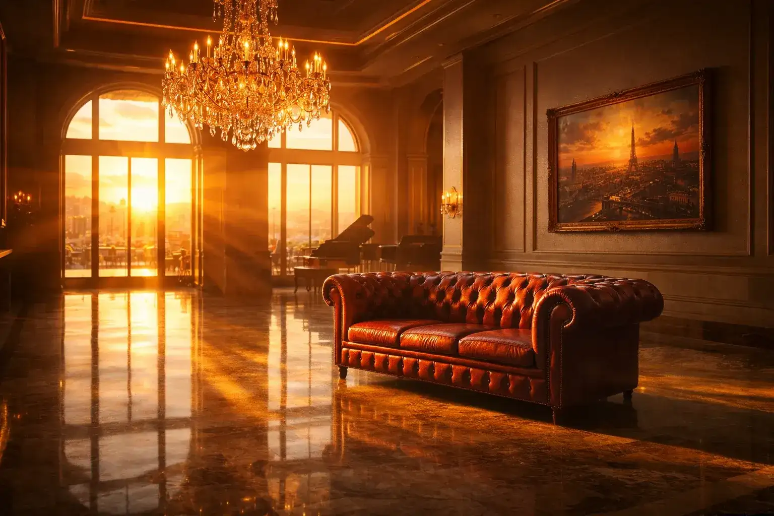Exemple de prompt multimodal ChatGPT Image : hall d'hôtel de luxe complexe