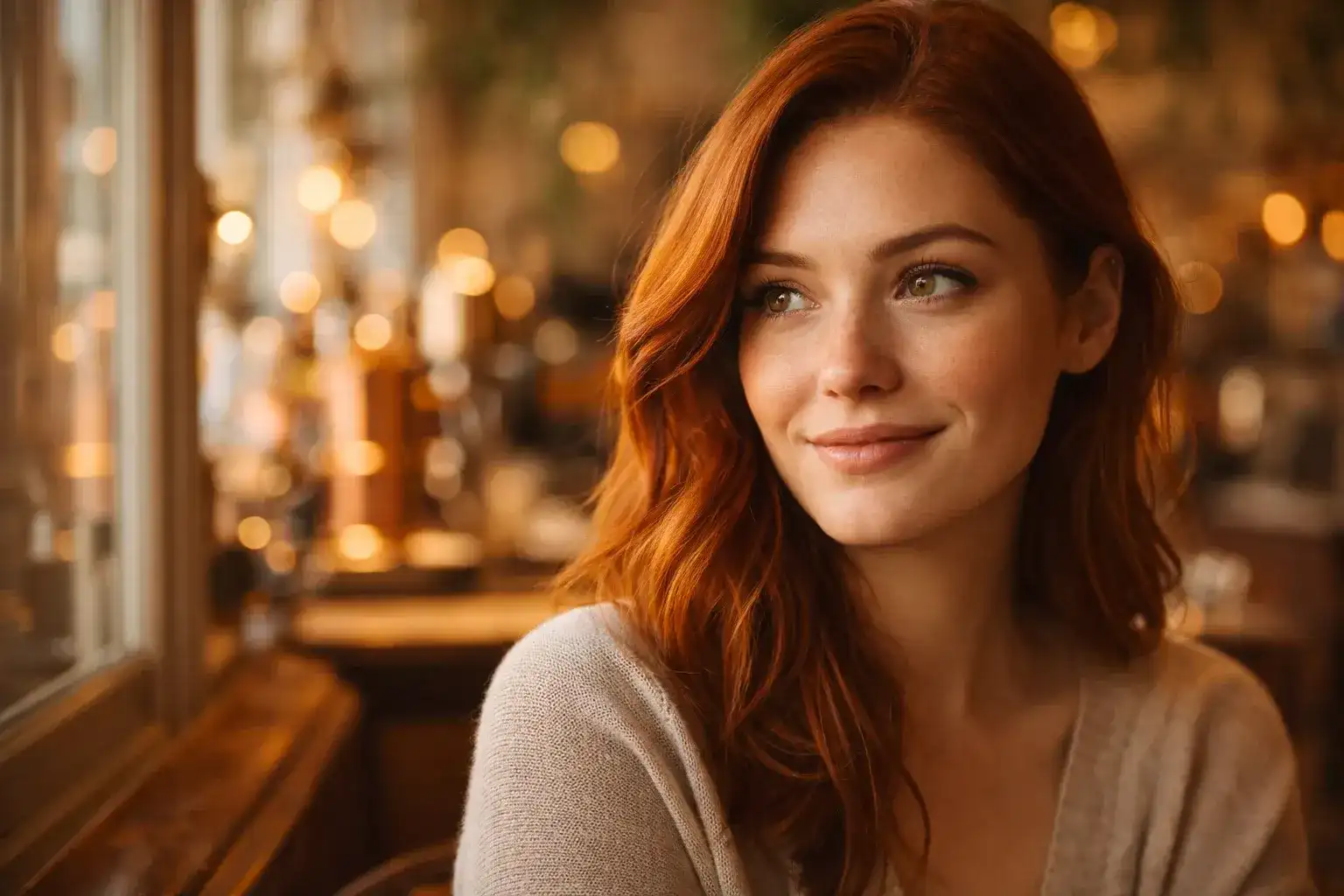 Portrait photoréaliste ChatGPT Image d'une femme dans un café parisien