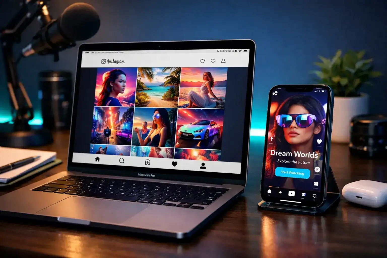 AI image generator for social media content - create Instagram posts, TikTok thumbnails, and branded visuals