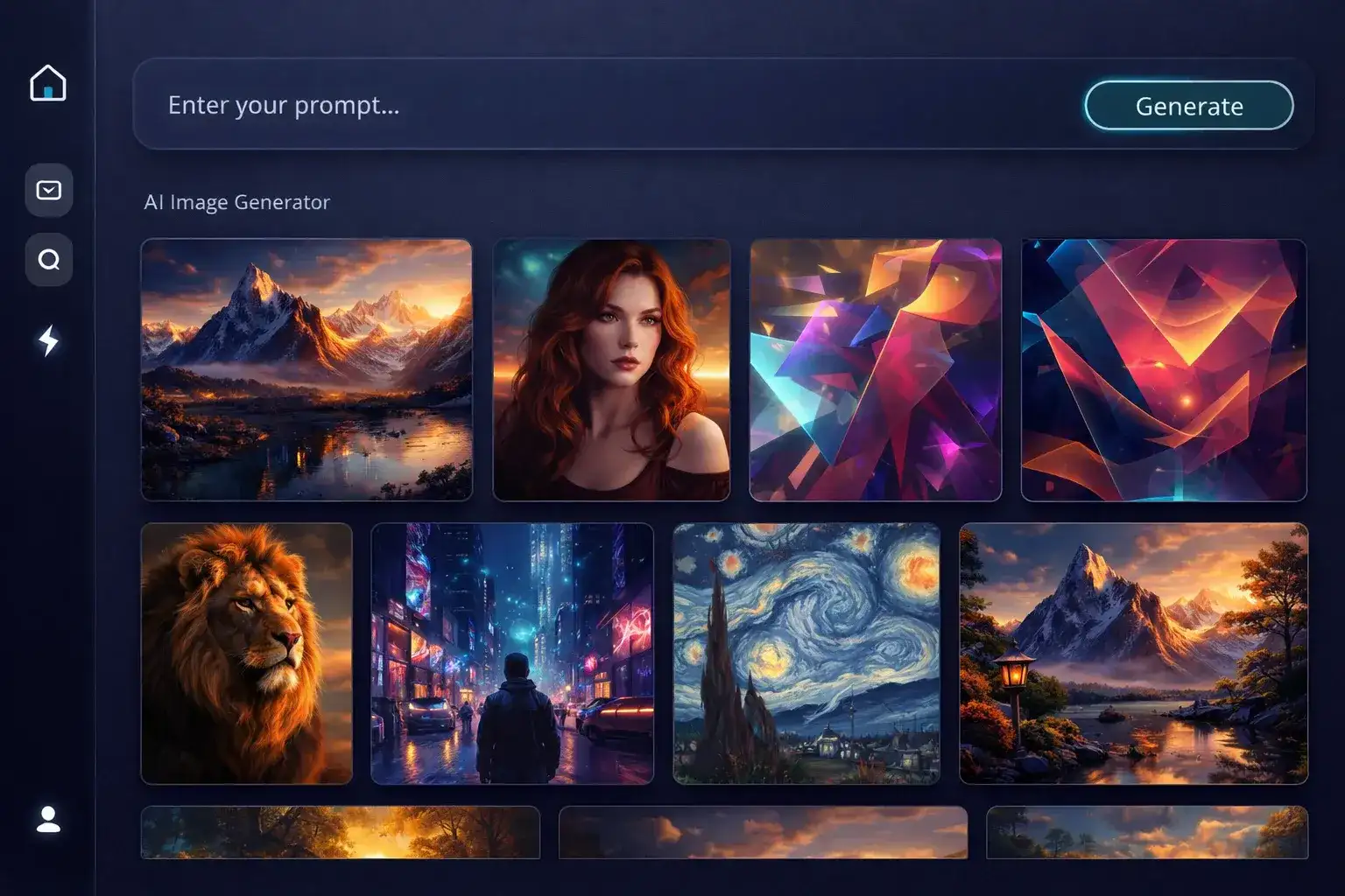 AI image generator clean interface - sign up and start creating instantly